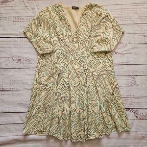 Stine Goya Claudia Dress Graffiti Zebra Green Cream Mini Womens Medium